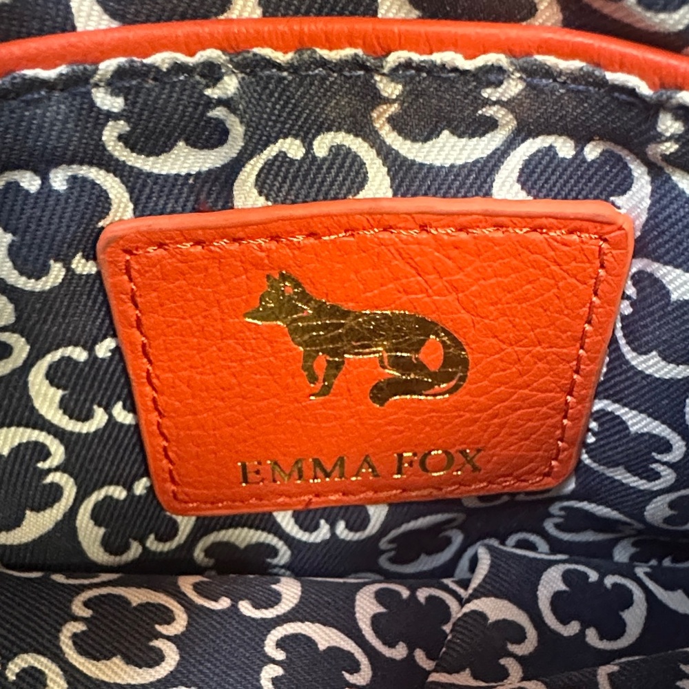 Emma Fox Orange Leather Crossbody Bag With Gold Hardware - Picture 3 of 9